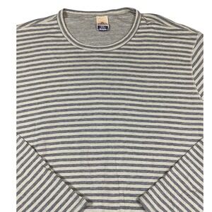 FAHERTY Reversible Striped Long Sleeve Shirt XXL Gray White Cotton Modal